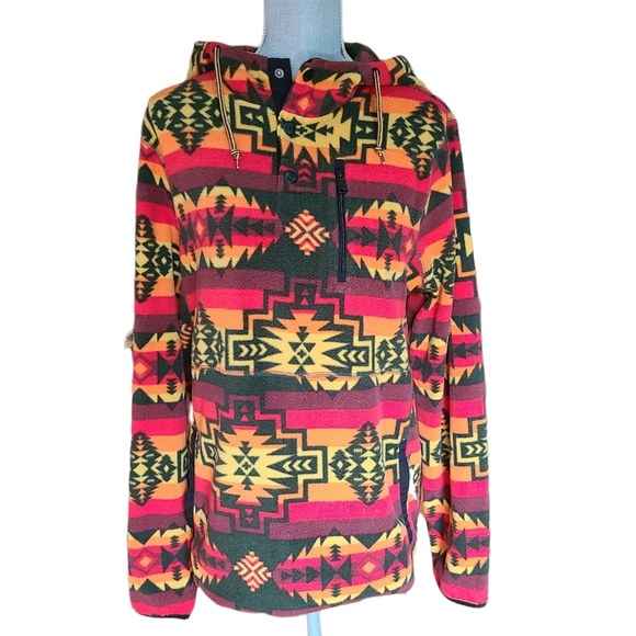 Southwest Pattern Fleece Hooded Sweater - Picture 1 of 15